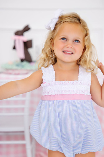 Babs Bubble Seersucker - Breakers Blue Seersucker/Sandpearl Pink