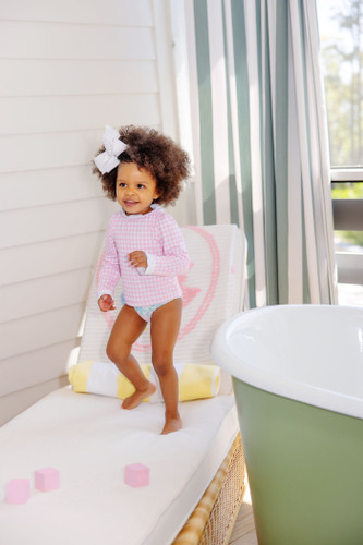 Winnie's Wave Spotter Swim UPF - Pink Greenbrier Gingham/Worth Ave White