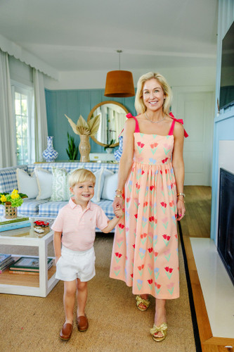 Prim and Proper Polo Pima Short Sleeve - Sanibel Salmon Stripe/Pompano Peach