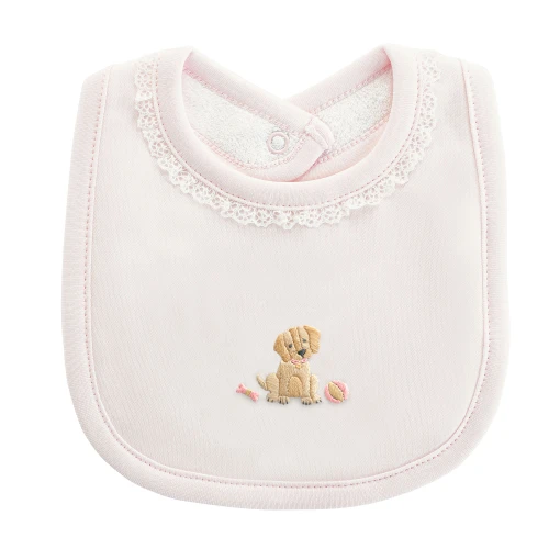 Good Puppy - Pink Bib with Lace Trim