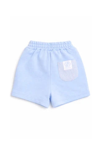 Blue Seersucker Pocket Shorts