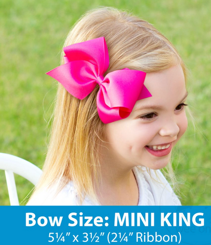 Mini King Moonstitch Grosgrain Hair Bow with Contrasting Wrap - White/Light Pink
