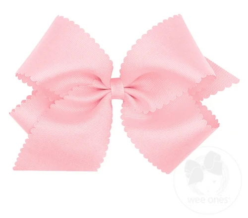 King Grosgrain Hair Bow Scalloped Edge - Light Pink