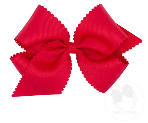 King Grosgrain Hair Bow Scalloped Edge - Red