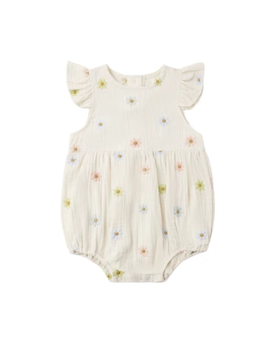 Amelia Romper - Embroidered Daisies