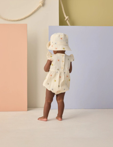 Amelia Romper - Embroidered Daisies