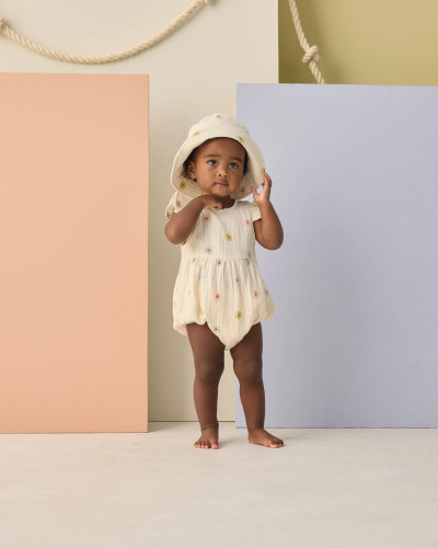 Amelia Romper - Embroidered Daisies