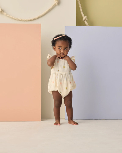Amelia Romper - Embroidered Daisies