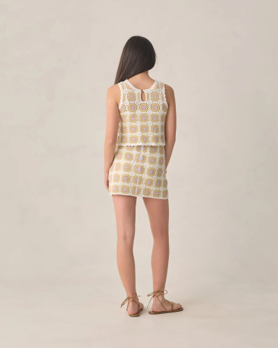 Teen Crochet Tank Set - Citron Daisy Check