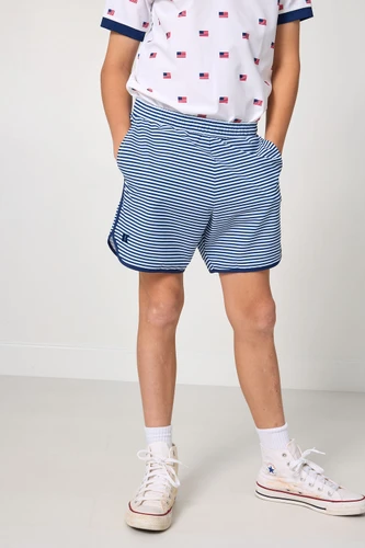 Navy Thin Stripe Retro Super Short With Navy Piping