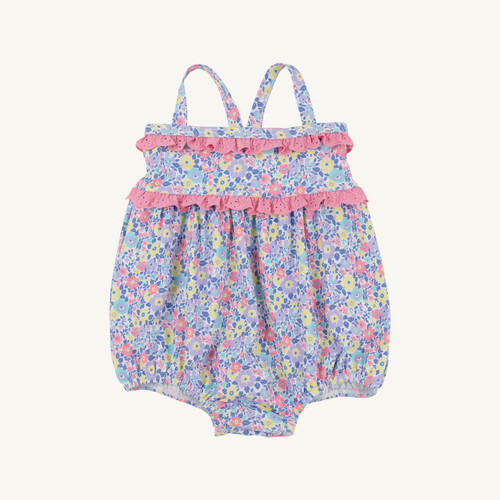 St. Barts Bubble Bathing Suit - Briar Patch Petals/Hampton Hot Pink