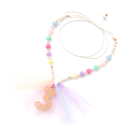 Number 3 Gold Glitter Necklace