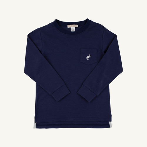 Long Sleeve Carter Crewneck - Nantucket Navy/Worth Ave White