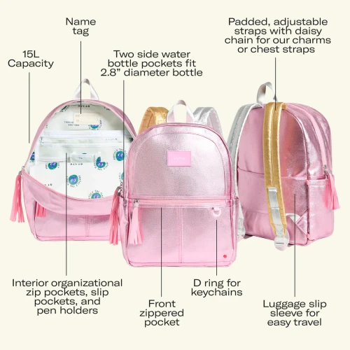 Kane Backpack - Metallic Pink/Hot Pink Colorblock