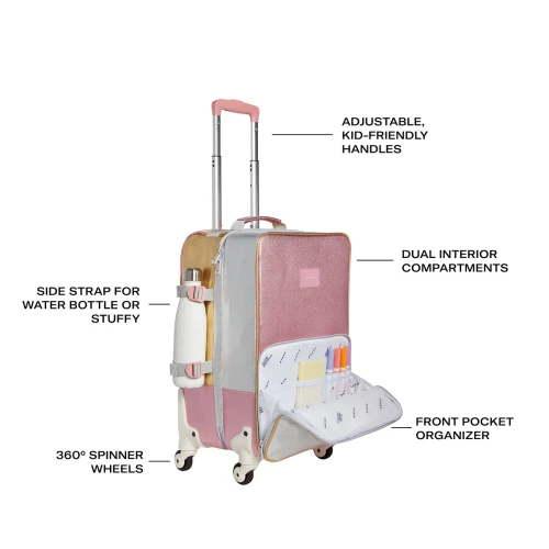 Logan Carry-On Suitcase - Pink/Silver