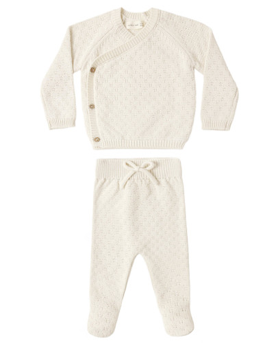 Knit Wrap Top and Pant Set - Natural