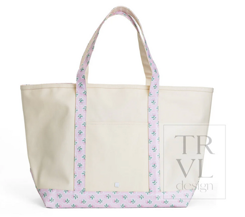 Maxi Tote - Coated Canvas with Petite Fleur Pink Trim