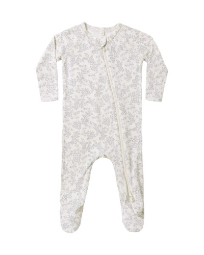 Bamboo Zip Footie - Cloud Floral