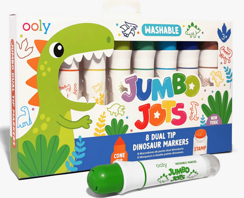 Jumbo Jots Dual Tip Dinosaur Stamp Markers - Set of 8