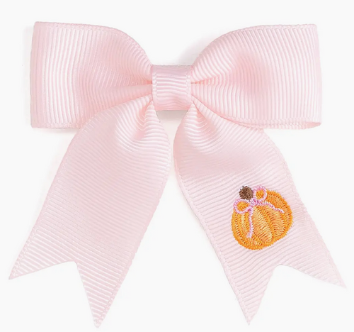 Pumpkin Embroidered Bow Clip