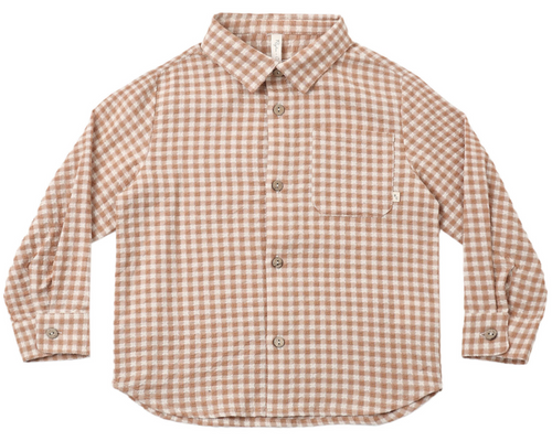 Collared Long Sleeve Shirt - Fawn Gingham
