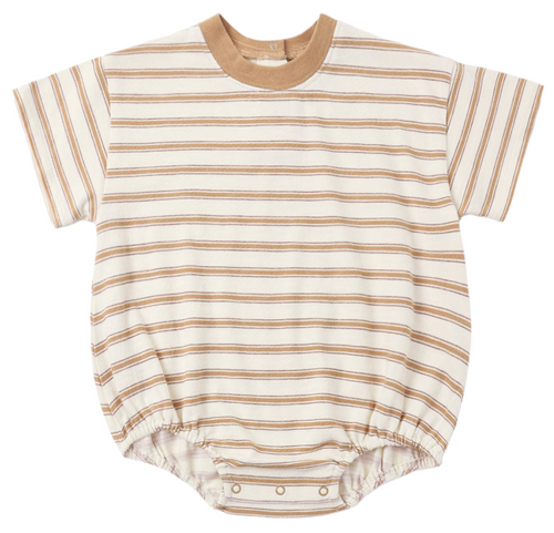 Relaxed Bubble Romper - Fawn Stripe