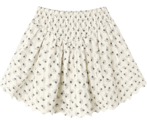 Smocked V Mini Skirt - Vintage Fleur