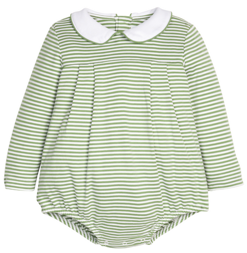 Pleated Peter Pan Bubble - Watercress Stripe