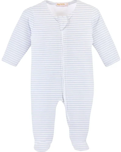 Light Blue Stripes Zip Footie