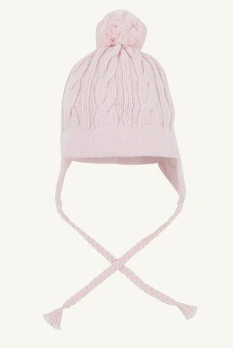 Parrish Pom Pom Hat (Cable Knit) - Palm Beach Pink