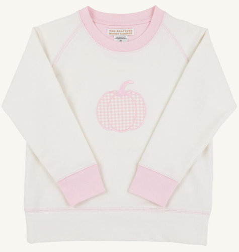 Cassidy Comfy Crewneck - Palmetto Pearl/Palm Beach Pink Gingham/Pumpkin