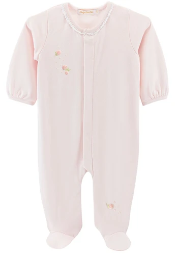 Spring Flowers Embroidered Pima Footie