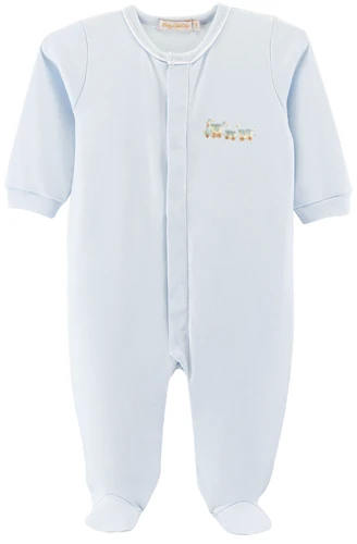 Little Train Embroidered Pima Footie