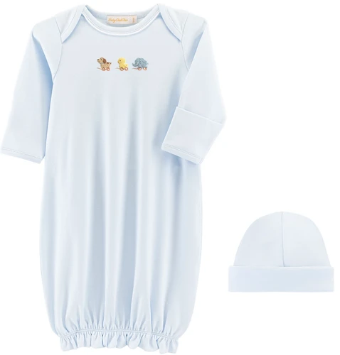 Sweet Toys Embroidered Pima Gown + Hat Set