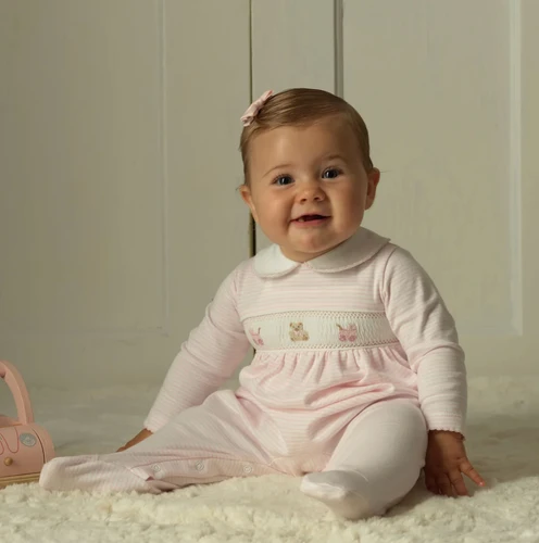 Pink Pram Embroidered Babygrow