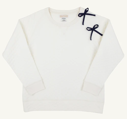 Cassidy Comfy Crewneck (Quilted) - Palmetto Pearl / Bows