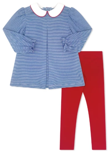 Caroline Legging Set - Royal Ministripe/Red