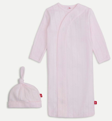 Love Lines Pink Magnetic Pointelle Gown + Hat Set