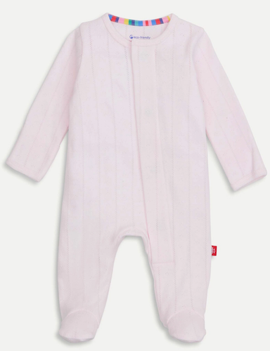 Love Lines Pink Magnetic Pointelle Footie
