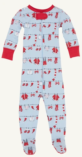 Knox's Night Night Footed - Santa's Laundry Line/Richmond Red