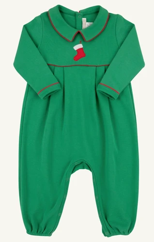 Long Sleeve Bradford Romper (Heavy Weight) - Kiawah Kelly Green/Richmond Red/Stocking