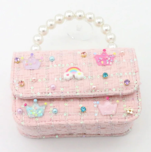 Rainbow Crown Tweed Purse