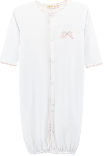 Pretty Bows Embroidered Pima Conv. Gown with Crochet Trim