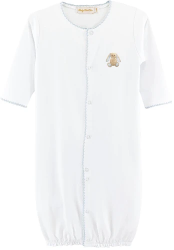 Blue Bunny - Boy Embroidered Pima Conv. Gown with Crochet Trim