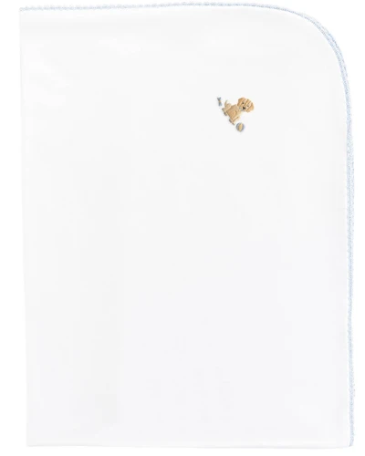 Good Puppy - Boy Embroidered Pima Receiving Blanket with Crochet Trim