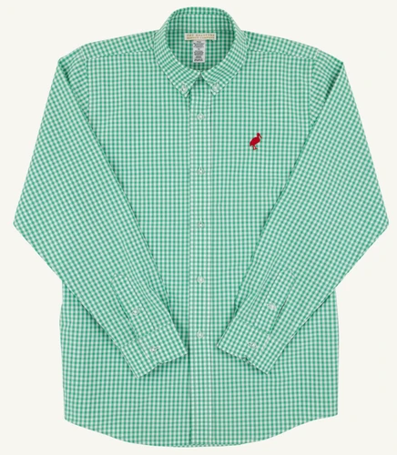 Deans List Dress Shirt - Gibson Island Green Mini Gingham/Richmond Red