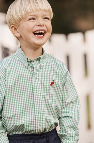 Deans List Dress Shirt - Gibson Island Green Mini Gingham/Richmond Red