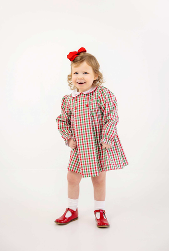Della Marie Dress - Richmond Red and Kiawah Kelly Green Gingham/Worth Ave White