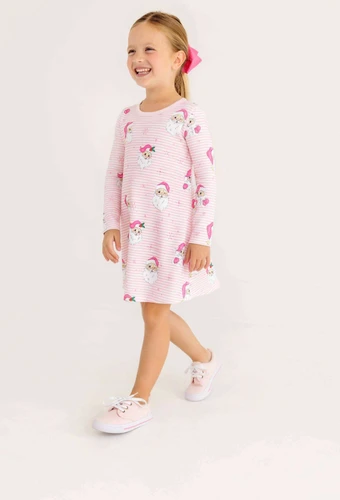 Long Sleeve Polly Play Dress - Dear Santa