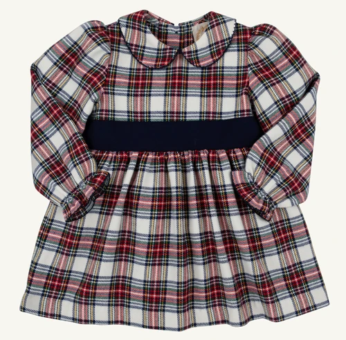 Long Sleeve Cindy Lou Sash Dress - Paris Pike Plaid / Nantucket Navy